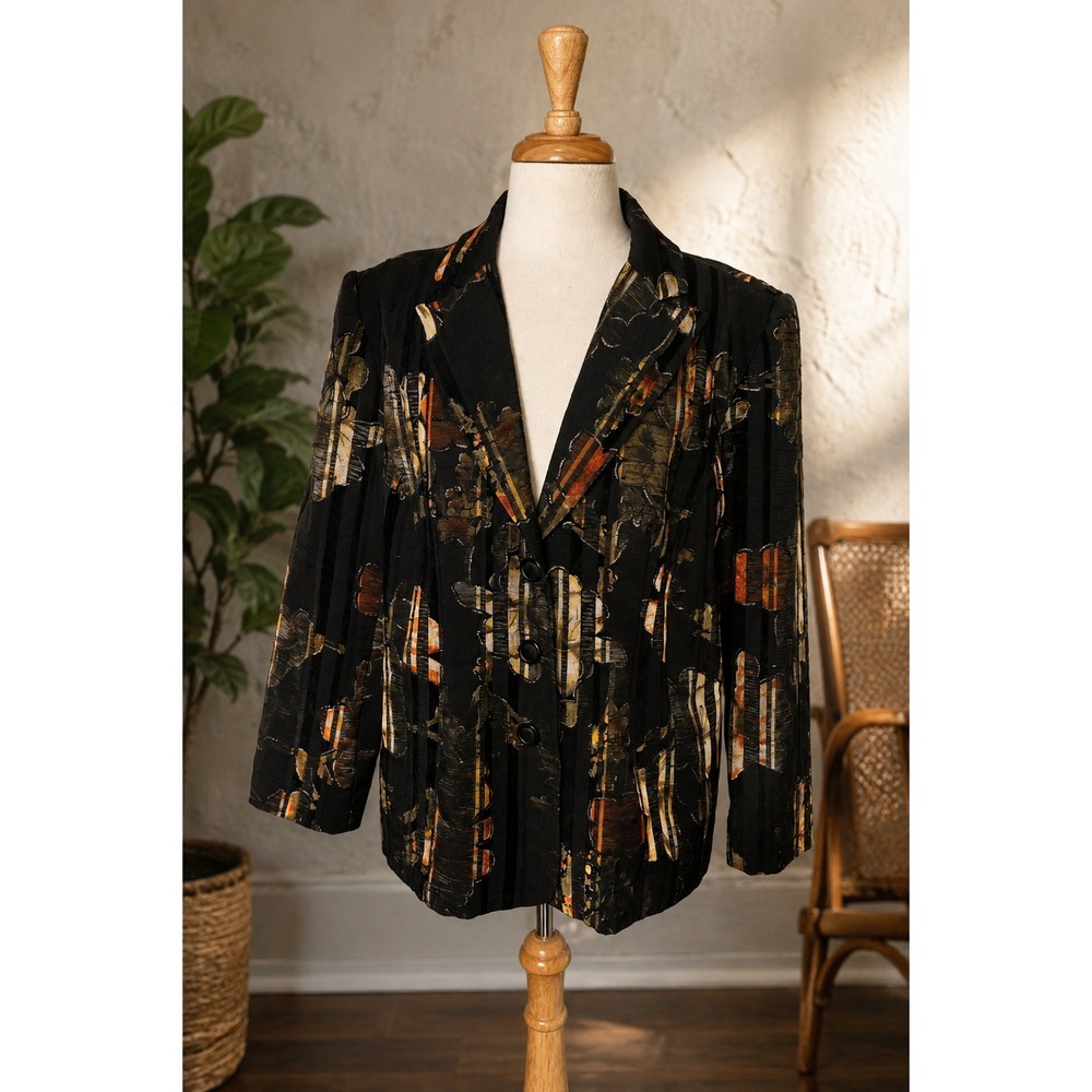 Vintage Manigance Paris Montreal Made in Canada Abstract Textured Blazer Sz 18